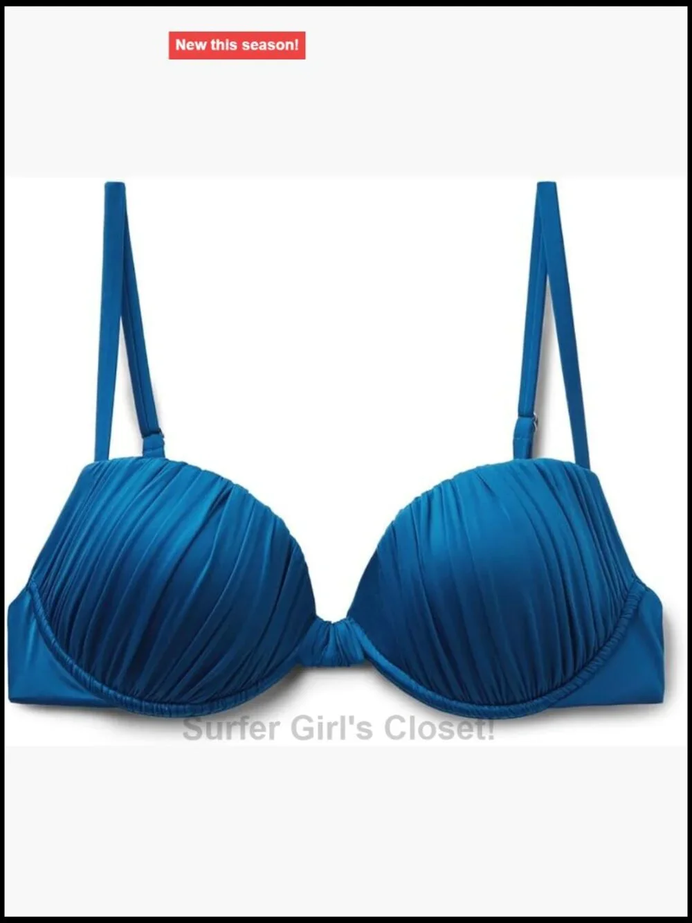 Shiny Satin Padded Push-Up Bikini Top with Underwire